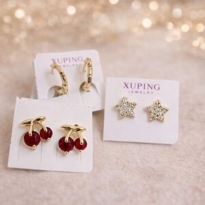 Xuping Gold Cherry Red Earrings - Dainty Women's Accessories